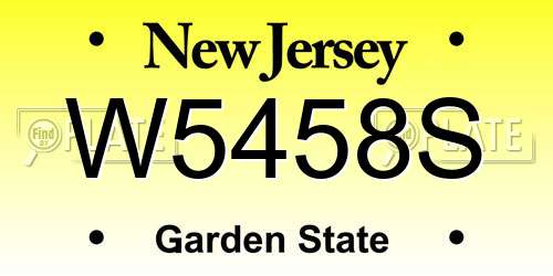 W5458S New Jersey License Plate