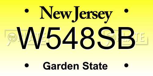 W548SB New Jersey License Plate
