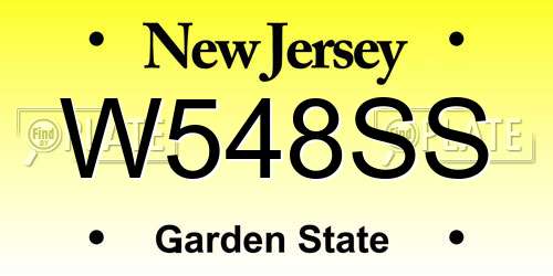 W548SS New Jersey License Plate