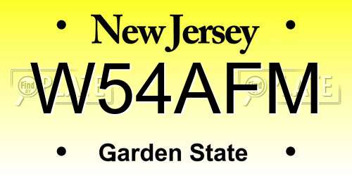 W54AFM New Jersey License Plate