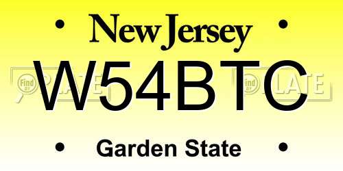 W54BTC New Jersey License Plate