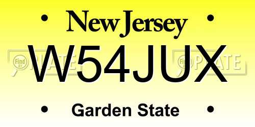 W54JUX New Jersey License Plate