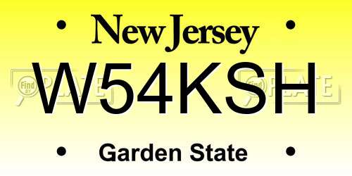 W54KSH New Jersey License Plate