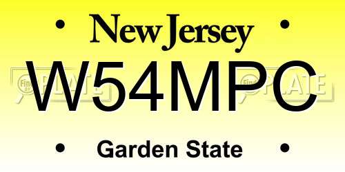 W54MPC New Jersey License Plate