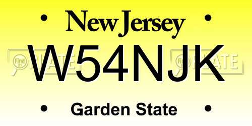 W54NJK New Jersey License Plate