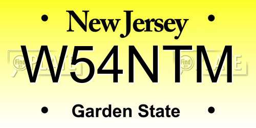 W54NTM New Jersey License Plate