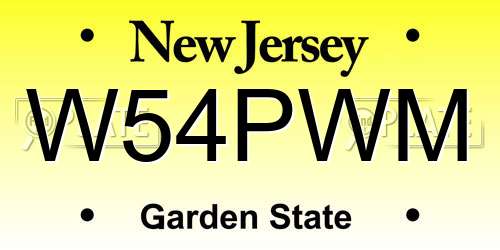W54PWM New Jersey License Plate