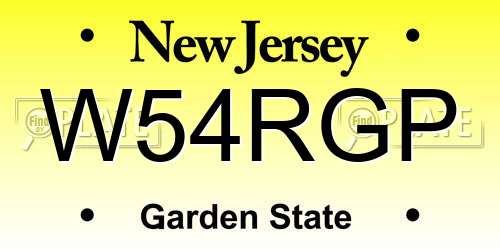 W54RGP New Jersey License Plate