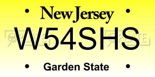 W54SHS New Jersey License Plate
