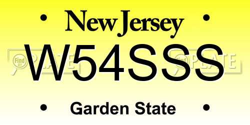 W54SSS New Jersey License Plate