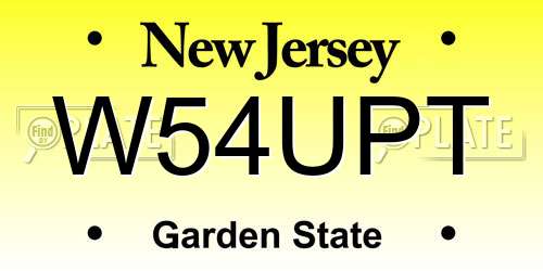 W54UPT New Jersey License Plate