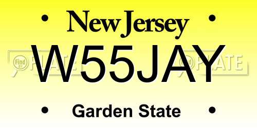 W55JAY New Jersey License Plate