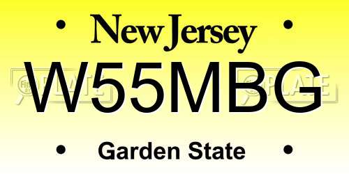 W55MBG New Jersey License Plate