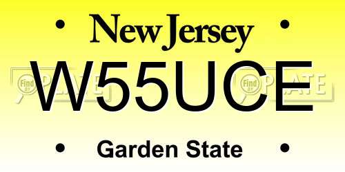 W55UCE New Jersey License Plate