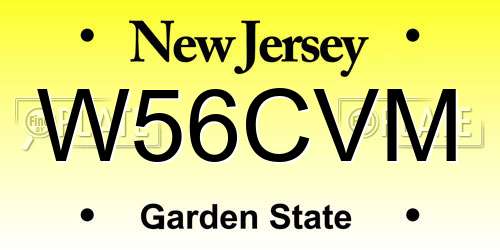 W56CVM New Jersey License Plate