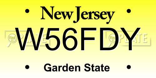 W56FDY New Jersey License Plate