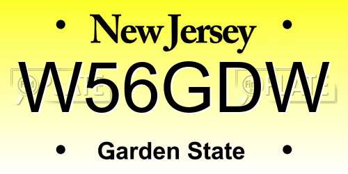W56GDW New Jersey License Plate