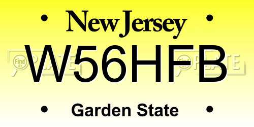 W56HFB New Jersey License Plate