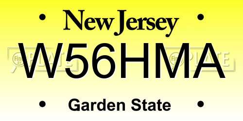 W56HMA New Jersey License Plate