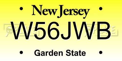 W56JWB New Jersey License Plate