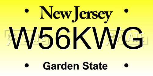 W56KWG New Jersey License Plate