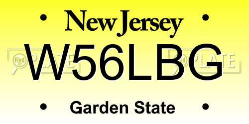 W56LBG New Jersey License Plate