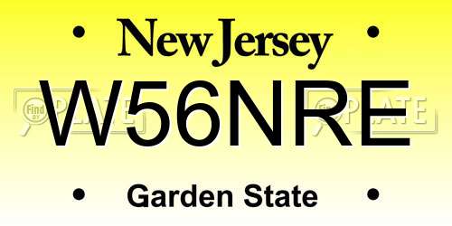 W56NRE New Jersey License Plate