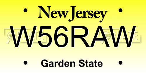 W56RAW New Jersey License Plate