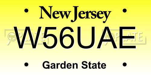 W56UAE New Jersey License Plate