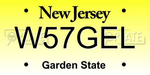 W57GEL New Jersey License Plate