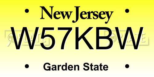 W57KBW New Jersey License Plate