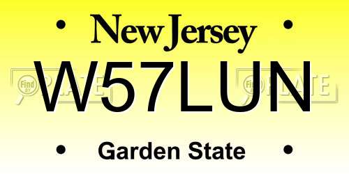 W57LUN New Jersey License Plate
