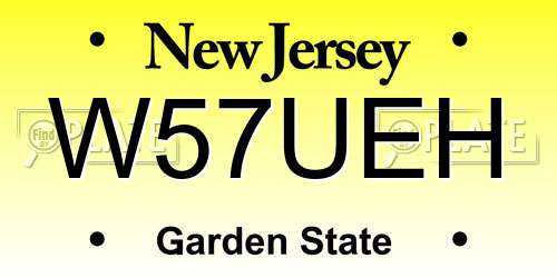 W57UEH New Jersey License Plate