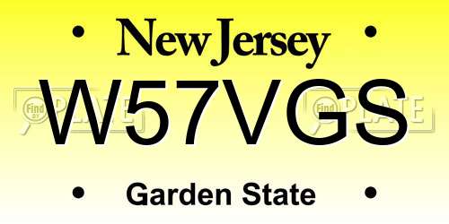 W57VGS New Jersey License Plate