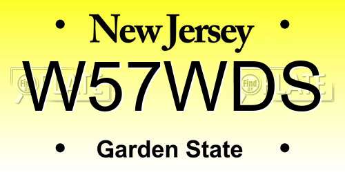 W57WDS New Jersey License Plate