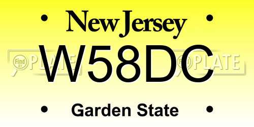 W58DC New Jersey License Plate