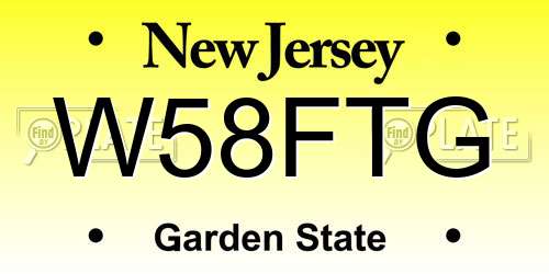 W58FTG New Jersey License Plate