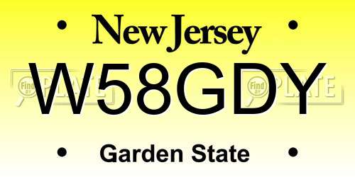 W58GDY New Jersey License Plate