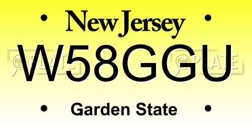 W58GGU New Jersey License Plate