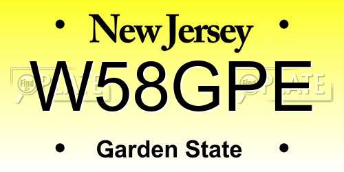 W58GPE New Jersey License Plate
