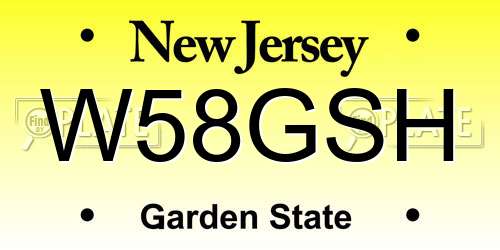 W58GSH New Jersey License Plate