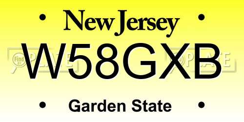 W58GXB New Jersey License Plate