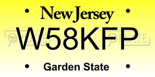 W58KFP New Jersey License Plate