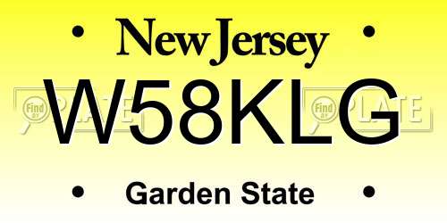 W58KLG New Jersey License Plate