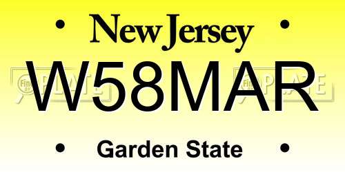 W58MAR New Jersey License Plate