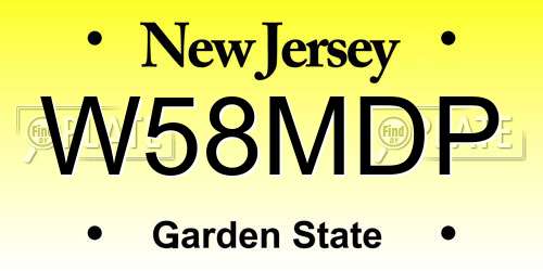 W58MDP New Jersey License Plate