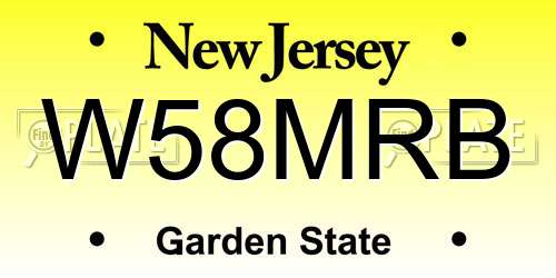 W58MRB New Jersey License Plate