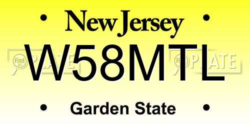 W58MTL New Jersey License Plate
