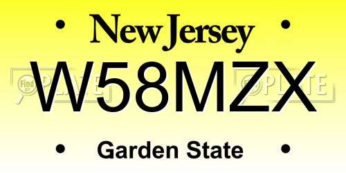 W58MZX New Jersey License Plate