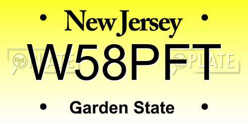 W58PFT New Jersey License Plate